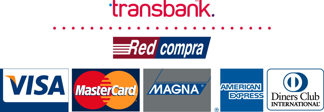 Medios de pago: Transbank, Visa, MasterCard, Magna, American Express, Diners Club